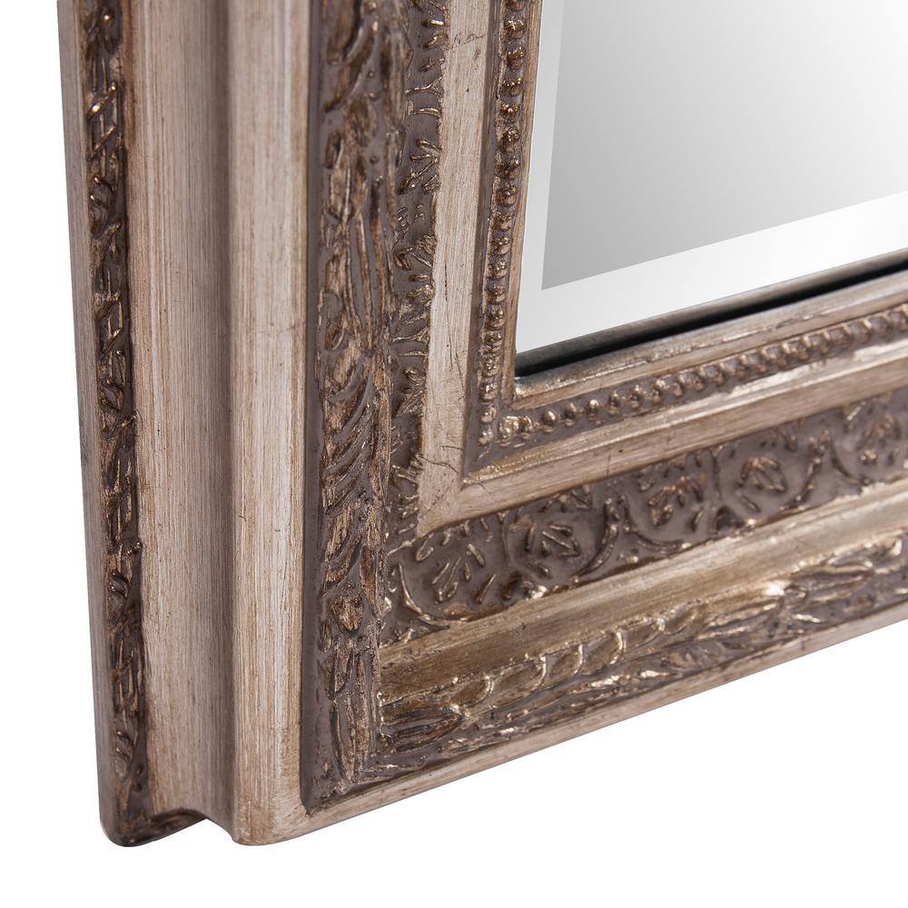 Nancy Oversized Champagne Silver Leaf Rectangular Wood Floor Mirror