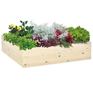 46.00 in.W x 46.00 in.D x 11.75 in.H Natural Wood Raised Garden Bed with Bed Liner
