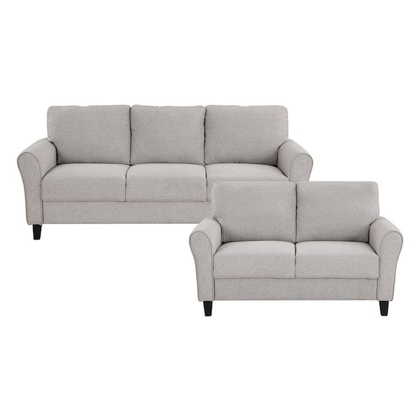 Aleron 80.5 in. W Round Arm Textured Fabric Rectangle 2-Piece Living Room Sofa Set in Sand