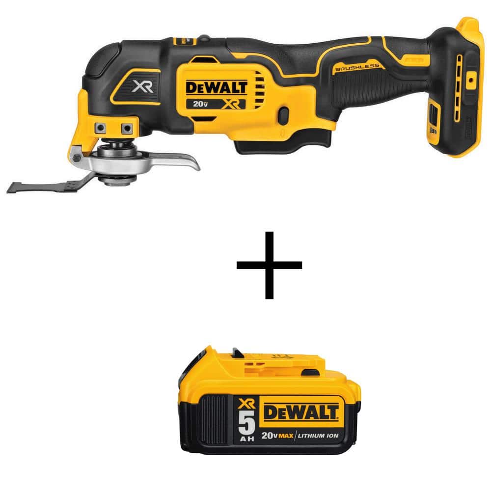 DEWALT 20V MAX XR Cordless Brushless 3-Speed Oscillating Multi Tool and (1) 20V  MAX XR Premium Lithium-Ion 5.0Ah Battery DCS356BW205 The Home Depot