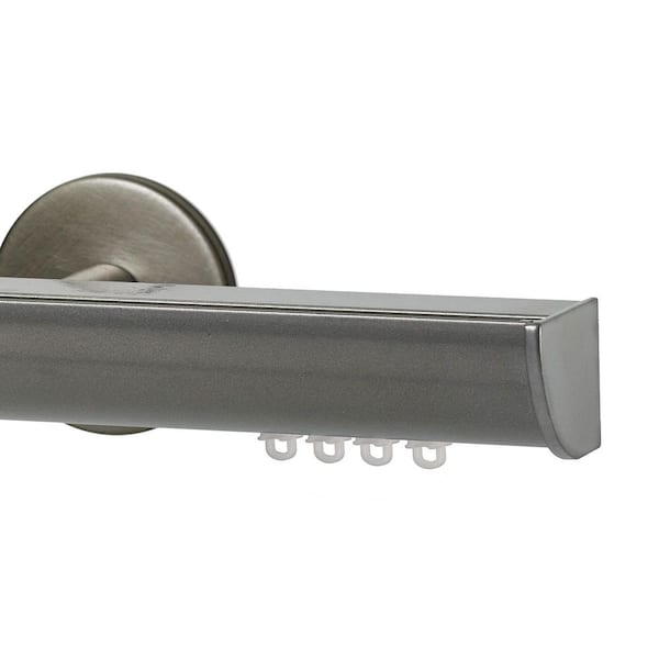 Invisible Pro 60 in. Non-Adjustable 1.13 in. Single Traverse Window Curtain Rod Set in Silver