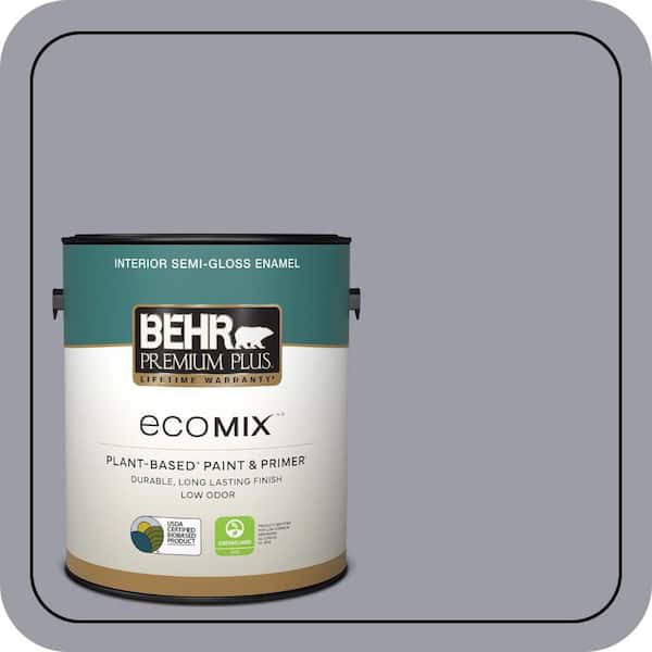1 gal. #BNC-09 Heather Gray Semi-Gloss Enamel EcoMix Plant-Based Interior Paint & Primer