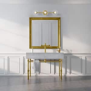 Litto 24 in. 3-Light Brushed Gold Mid-Century Modern Vanity with Clear Glass Shields