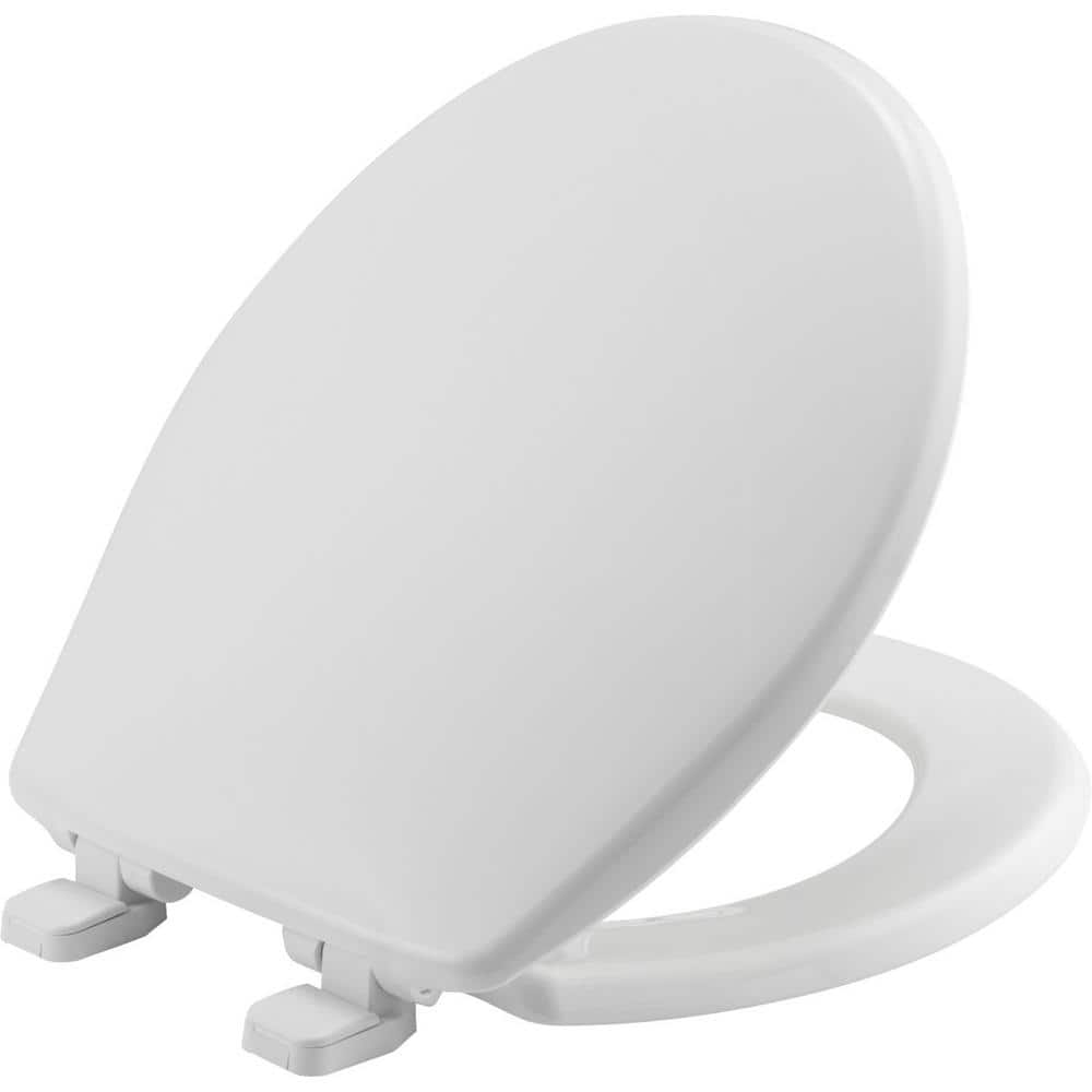 BEMIS Round Soft Close Plastic Closed Front Toilet Seat in White Never Loosens