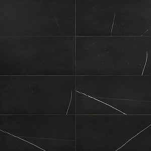 Blackout Nero Marquina 12 in. x 24 in. Honed Marble Floor and Wall Tile (10 sq. ft./Case)