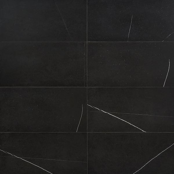 Ivy Hill Tile Blackout Nero Marquina 12 in. x 24 in. Honed Marble Floor and Wall Tile (10 sq. ft./Case)
