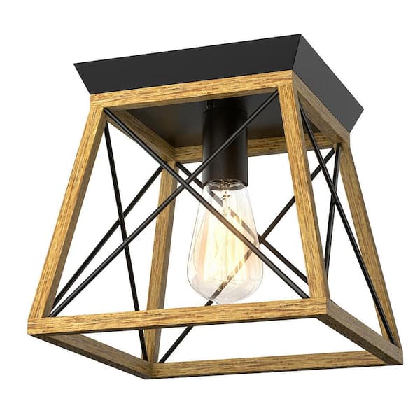 9 in. 1-Light Natural Flush Mount Light (Bulbs Not Included)