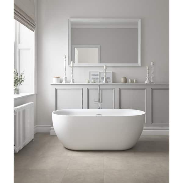 Home Decorators Collection Aldrich 59 in. Acrylic Flat Bottom Non-Whirlpool Bathtub in White