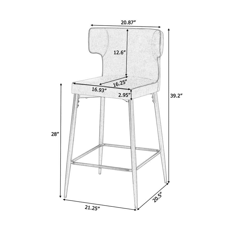 Gray Faux Leather and Iron Frame Counter Stool with Footrest