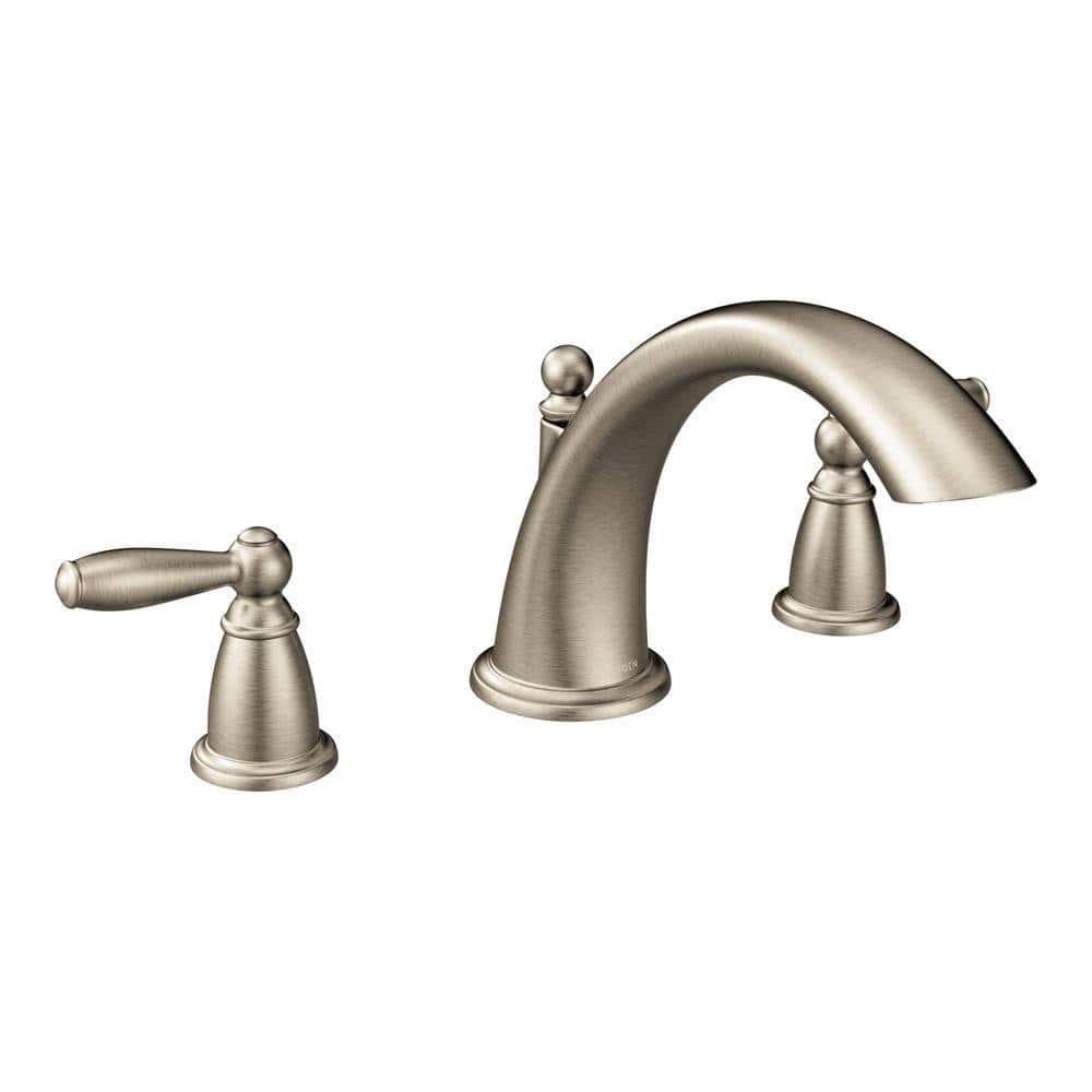 T933BN Brantford Two-handle Low Arc Roman Tub Faucet in Brushed -  Moen