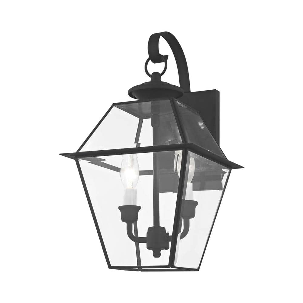 Charleston Elegance Black Brass Outdoor Lantern with Clear Beveled Glass