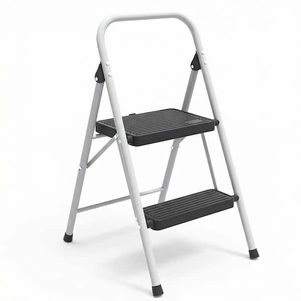 2-Step Folding Steel Step Stool (7 ft. Reach) with Non-Marring Feet, 330 lbs. Load Capacity Type IA Duty Rating