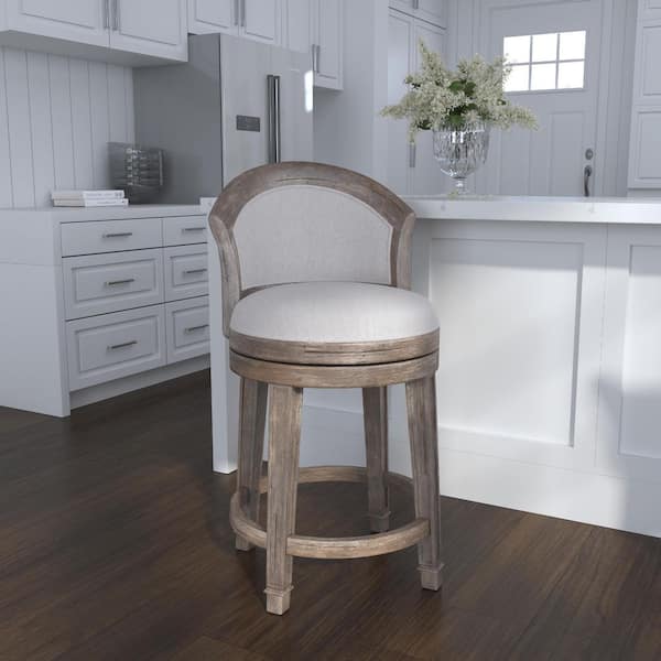 Monae 26 in. Distressed Dark Gray Swivel Counter Stool