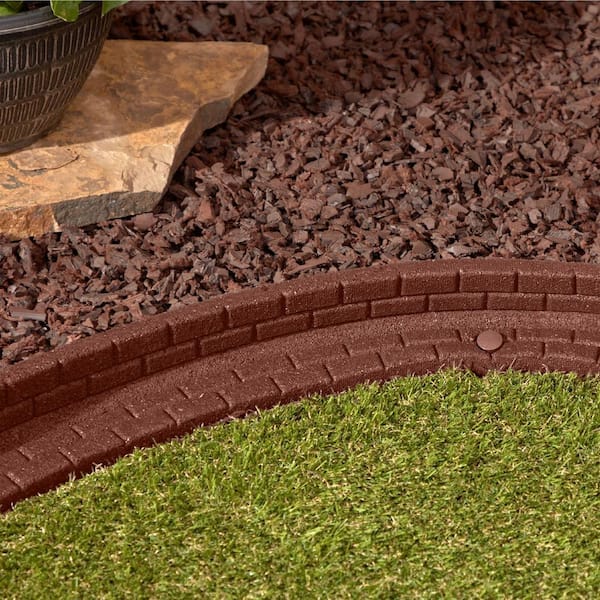 48 in. x 3 in. x 3 in. Red Brickface Rubber Landscape Edging (48-Pack)