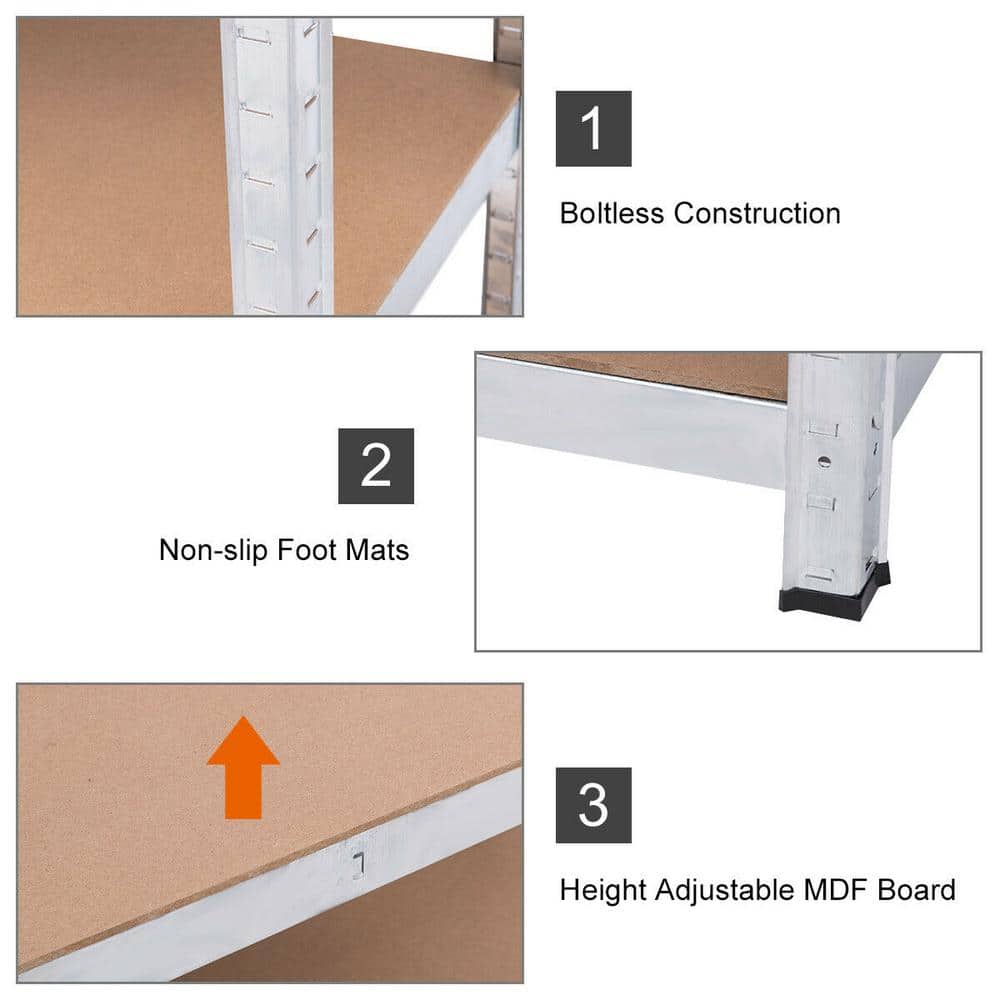 Heavy Duty 71'' Steel and MDF 5-Level Adjustable Storage Rack, 2 pcs