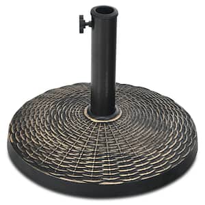 26.5 lbs. Metal Patio Umbrella Base Stand Heavy-Duty Resin Round Pole Holder in Bronze