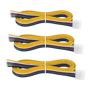 6 Pin RGB+WW LED Strip Light 48 in Tape to Wire Channel Connector (3-Pack)