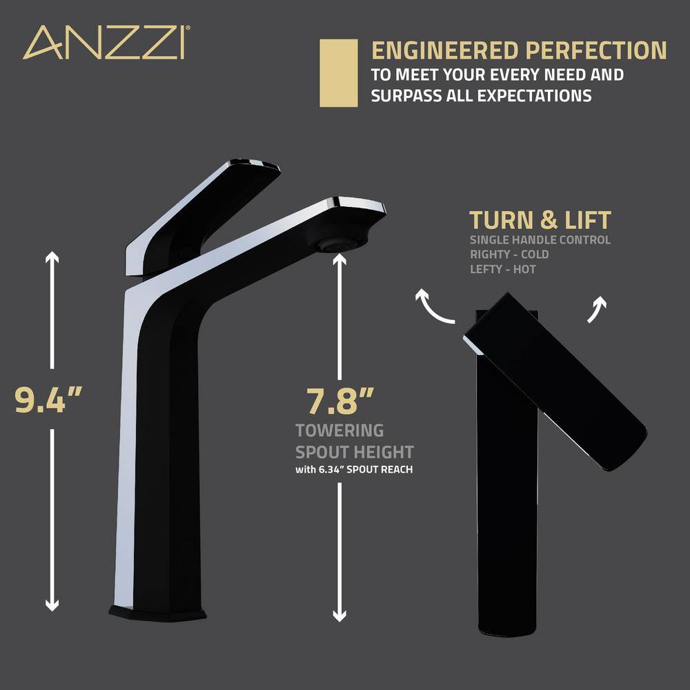Matte Black and Chrome Single Handle Bathroom Faucet