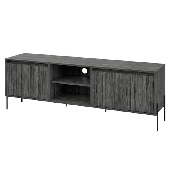 Benjara 63 in. Gray Wood TV Stand Fits TVs up to 65 in. with 1-Shelf