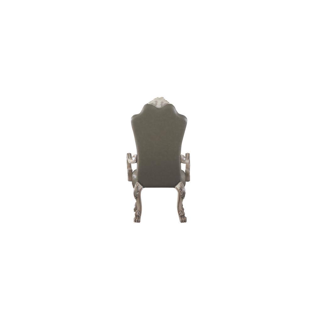 Dresden Vintage Bone White Floral Leather Accent Chair