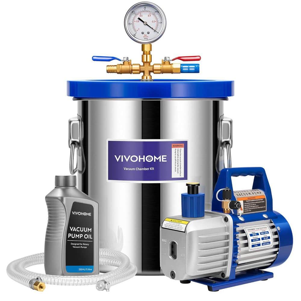 5 Gal. Stainless Steel Vacuum Chamber with 1/4 HP Single Stage Pump and Oil price history on PriceWatchPro