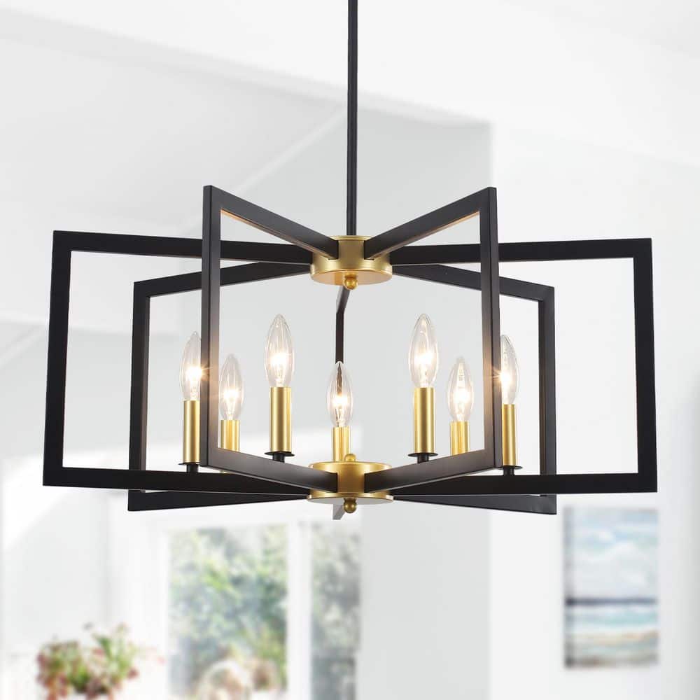 7-Light Farmhouse Rectangular Black and Gold Hanging Linear Island Chandelier Lighting for Kitchen Island price history on PriceWatchPro