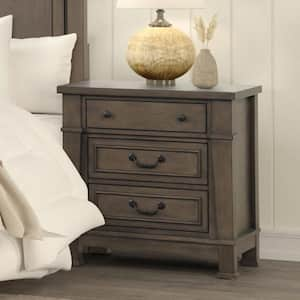 Yates Dark Walnut 3-Drawer 28 in. W Nightstand