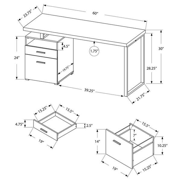 Monarch Specialties 60 in. Computer Desk, White