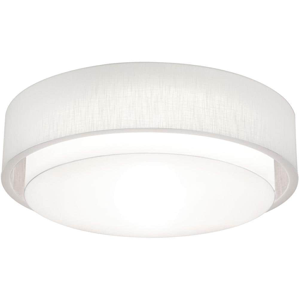 AFX 32 in. 60-Watt Integrated LED Flush Mount with White Fabric Shade ...