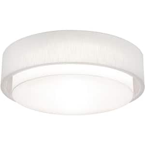 32 in. 60-Watt Integrated LED Flush Mount with White Fabric Shade