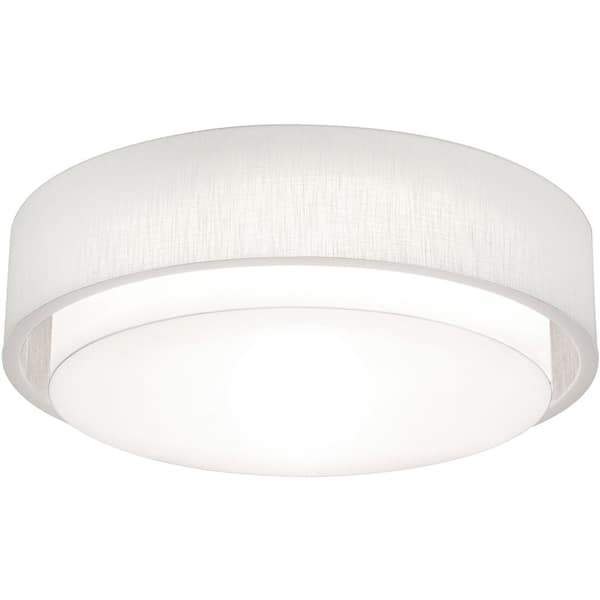 AFX 32 in. 60-Watt Integrated LED Flush Mount with White Fabric Shade