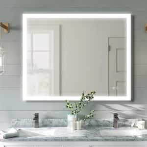 40 in. W x 32 in. H Rectangular Frameless Wall Mount Bathroom Vanity Mirror in White Vertical & Horizontal Hang