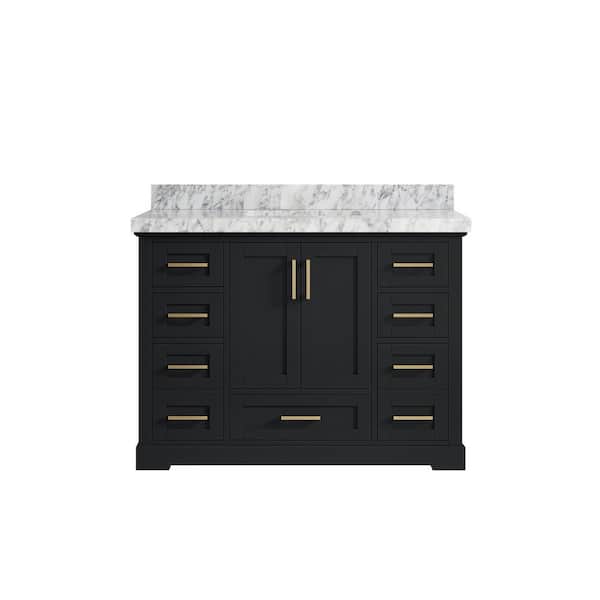 Willow Collections Boston 48 in. W x 22 in. D x 36 in. H Single Sink Bath Vanity in Wrought Iron with 2 in. Carrara Marble Top
