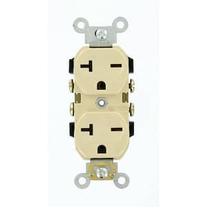 20 Amp Commercial Grade Self Grounding Duplex Outlet, Ivory