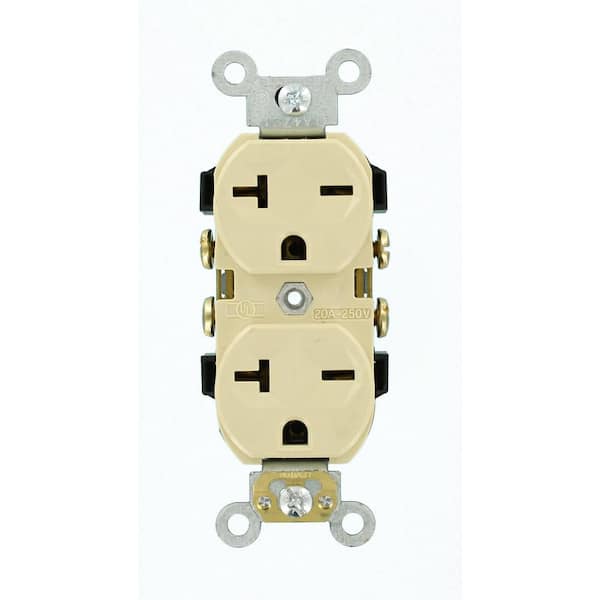 Leviton 20 Amp Commercial Grade Self Grounding Duplex Outlet, Ivory 5822-I  - The Home Depot