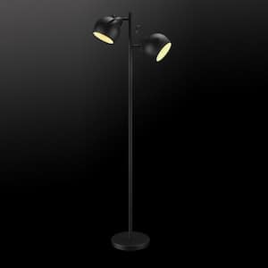 Miles 60.3 in. Matte Black Floor Lamp with Adjustable Lamp Heads and In-Line On/Off Foot Switch