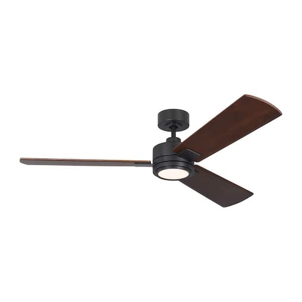 Generation Lighting Harris by Lauren Ralph Lauren 56 in. Smart Indoor/Outdoor Midnight Black Ceiling Fan with LED-Light Kit and Remote