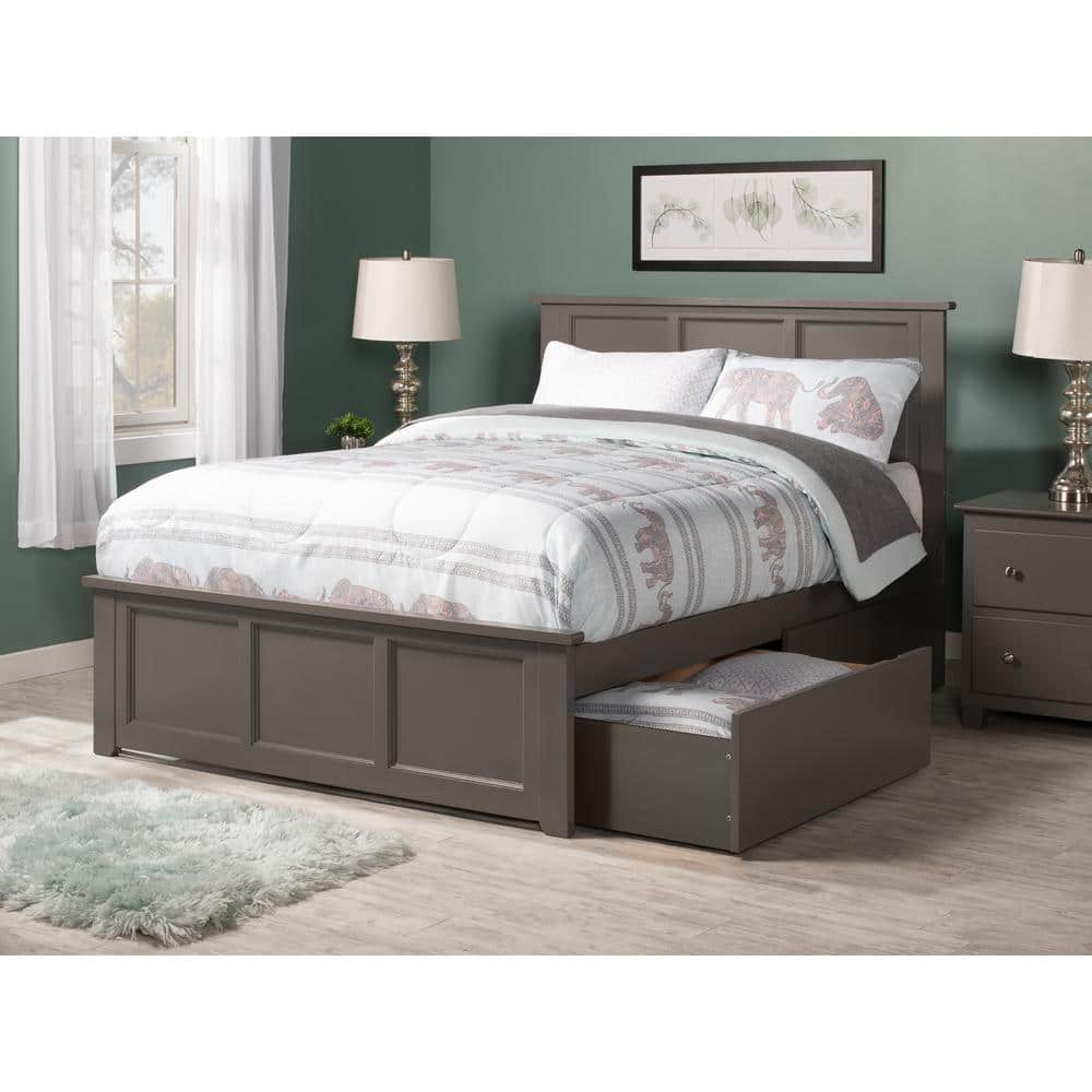 Afi Madison Grey Full Solid Wood Storage Platform Bed With Matching Foot Board With Bed