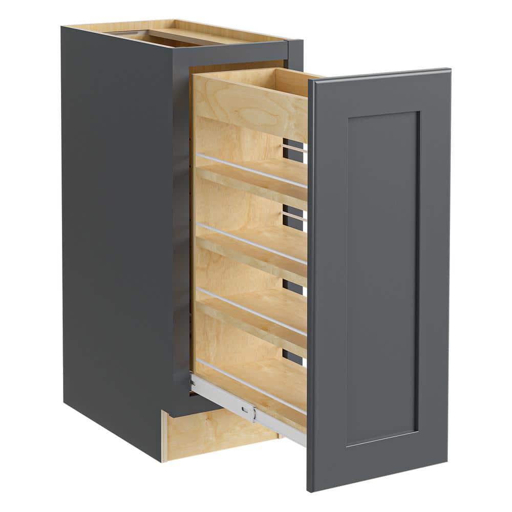 Newport 12 in. W x 24 in. D x 34.5 in. H Assembled Plywood Pull Out Pantry Kitchen Cabinet in Deep Onyx Soft Close price history on PriceWatchPro