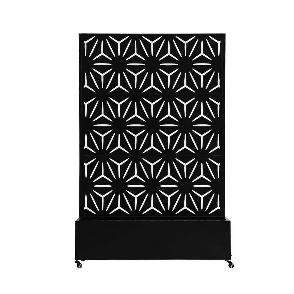 70.8 in. H × 47.2 in. W Black Privacy Metal Garden Fence Screen Panels with Planter Box and Lockable Wheels price history on PriceWatchPro