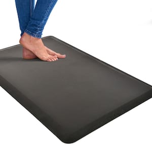 Black 17 in. x 28 in. Anti-Fatigue Kitchen Mat Non-Slip Foam Comfort Mats for Standing Desk Office or Laundry Floor