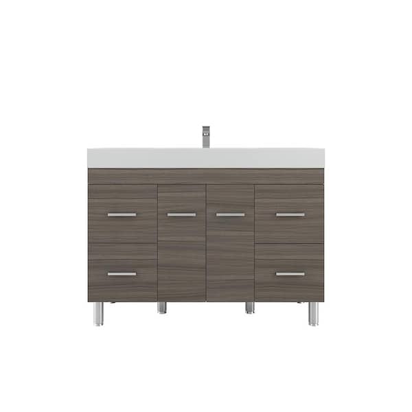 null Ripley 48 in. W x 19 in. D x 36 in. H Vanity in Gray with Acrylic Vanity Top in White with White Basin