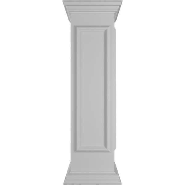 Ekena Millwork End 48 in. x 12 in. White Box Newel Post with Panel, Flat Capital and Base Trim (Installation Kit Included)