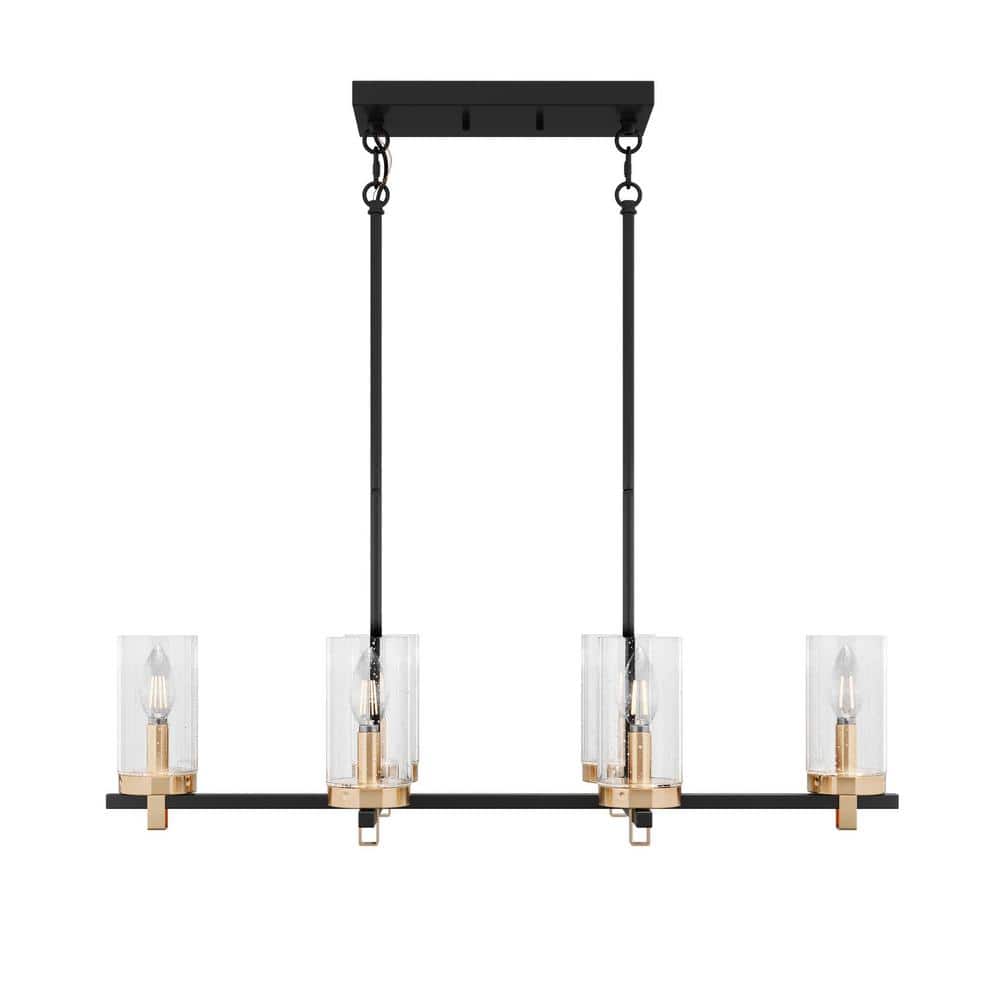 31.88 in. 6-Light Farmhouse Rustic Black Chandelier Kitchen Island Hanging 