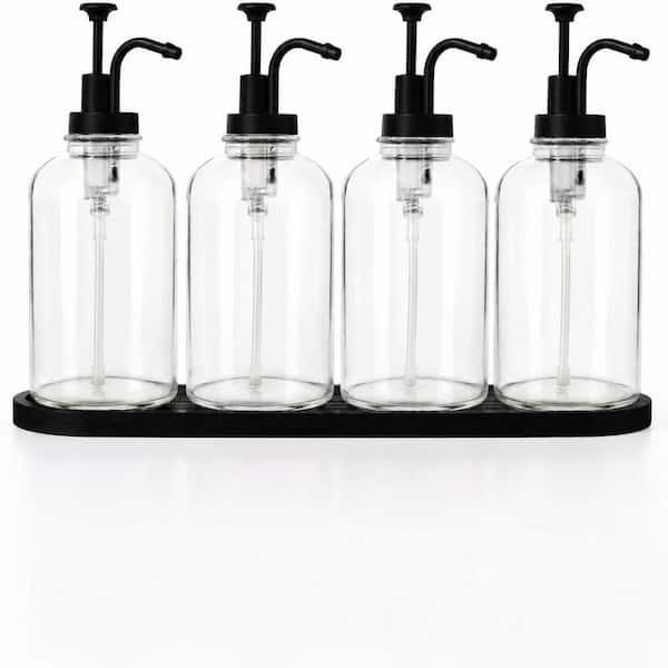 4-Pack Glass Syrup Dispenser with Pump 16.9 oz. Coffee Bar