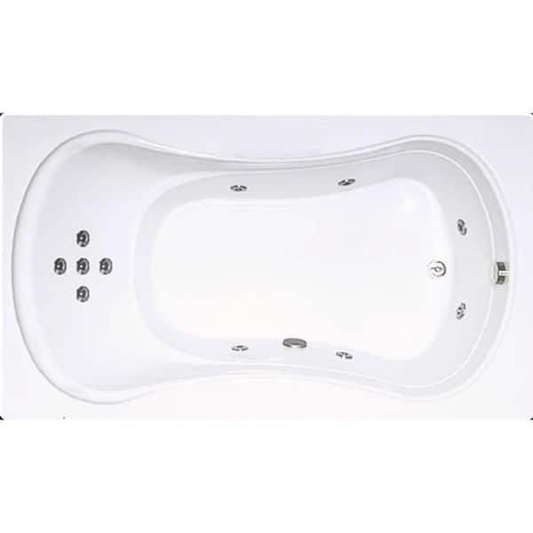Comfortflo 72 in. x 42 in. Acrylic Rectangular Alcove Whirlpool Bathtub with Reversible Drain in Bone