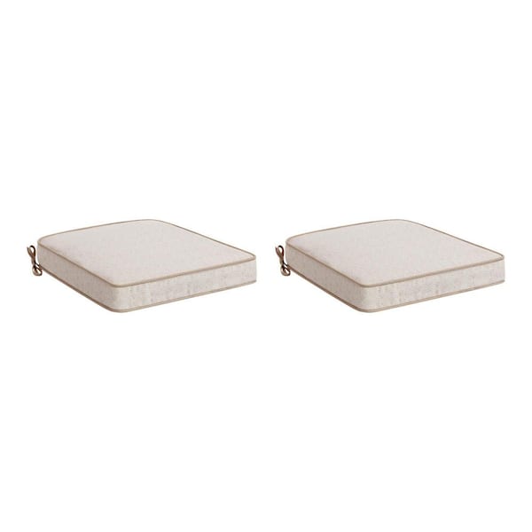 20 in x 20 in Contoured Outdoor Seat Cushion in Putty Trellis (Set of 2)