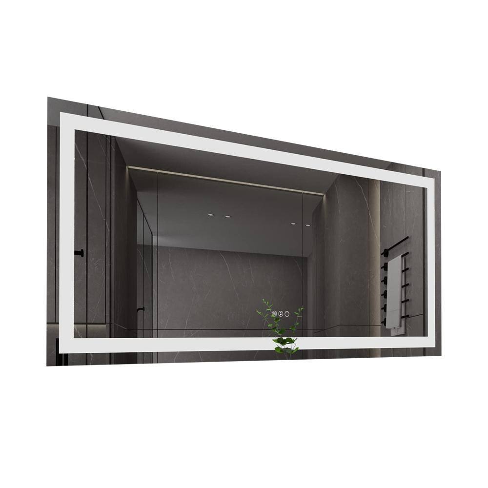 BTCSTAR 60 In. W X 36 In. H Anti-fog Rectangular Frameless LED Mirror ...