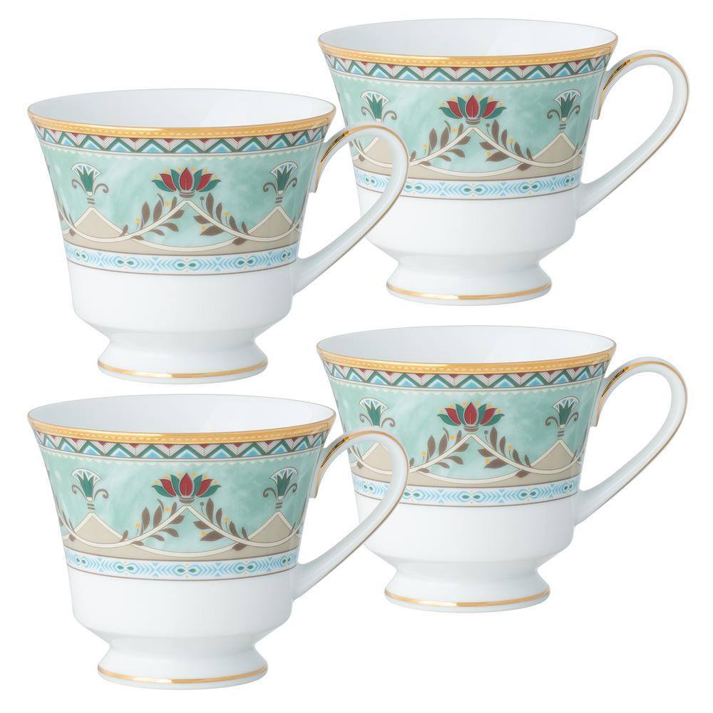 Noritake Serene Garden 8 fl. oz. (Green) Porcelain Tea Cups, (Set