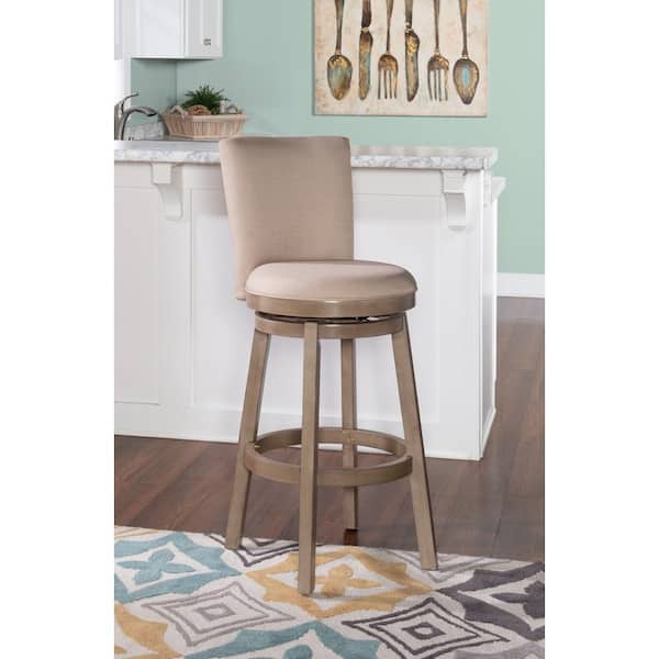Mike 45.5 in. H Big and Tall Rustic Taupe High Back Wood frame Bar Stool